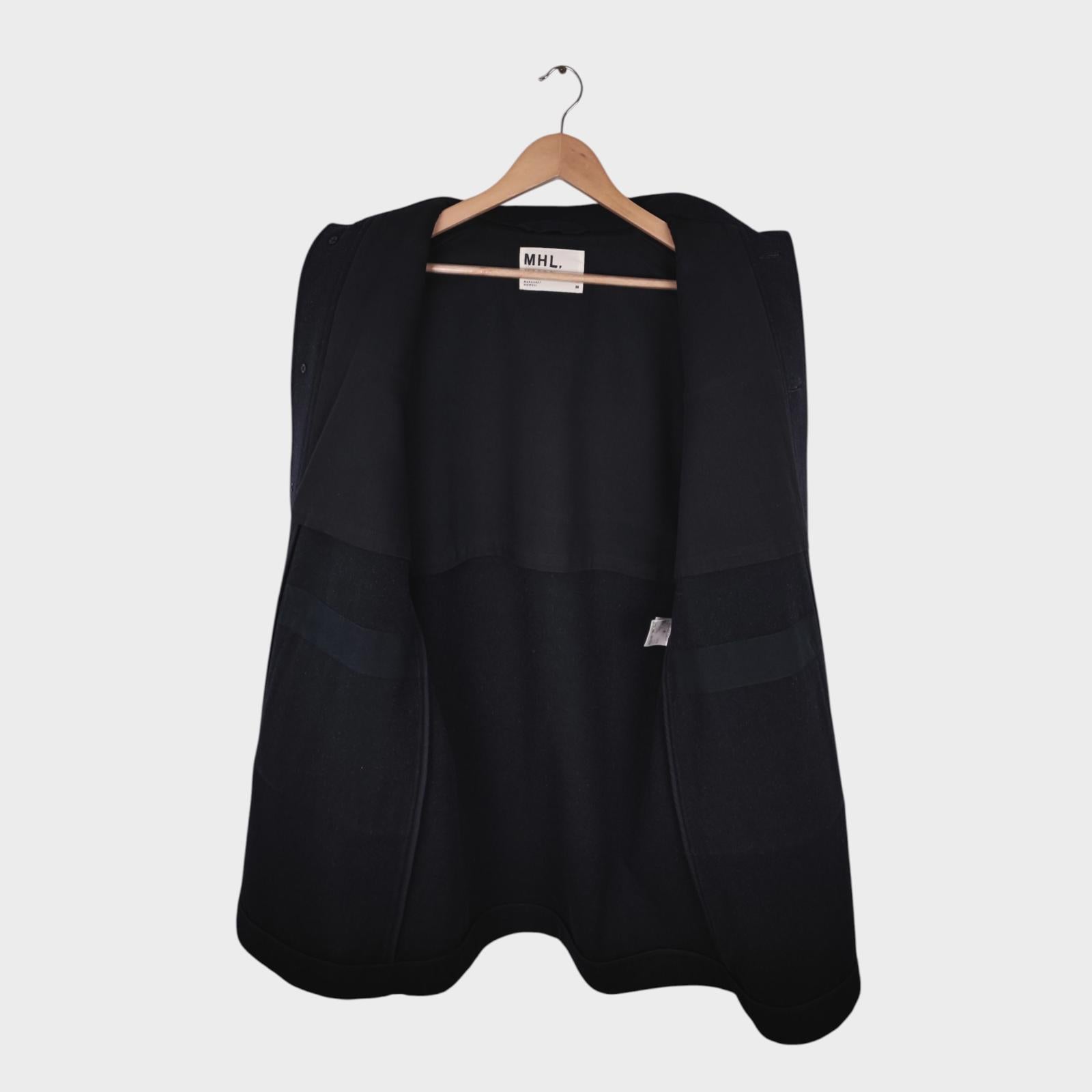 MHL MARGARET HOWELL Men's Black Heavyweight 100% Wool Coat