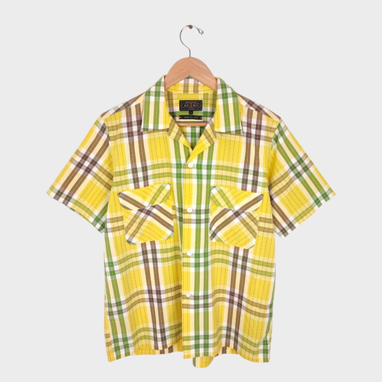BEAMS PLUS Men's Made in Japan Cotton Checked Shirt