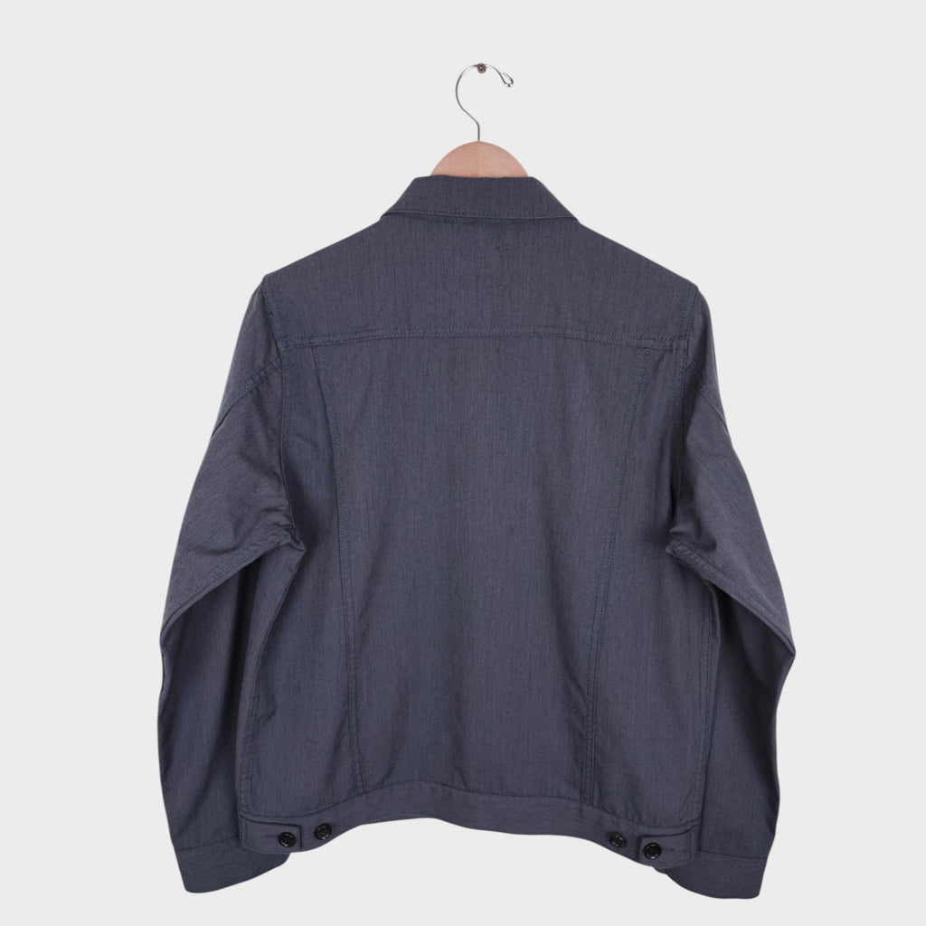 BEAMS PLUS Men's Grey Wool Blend Cordura Fabric Trucker Jacket