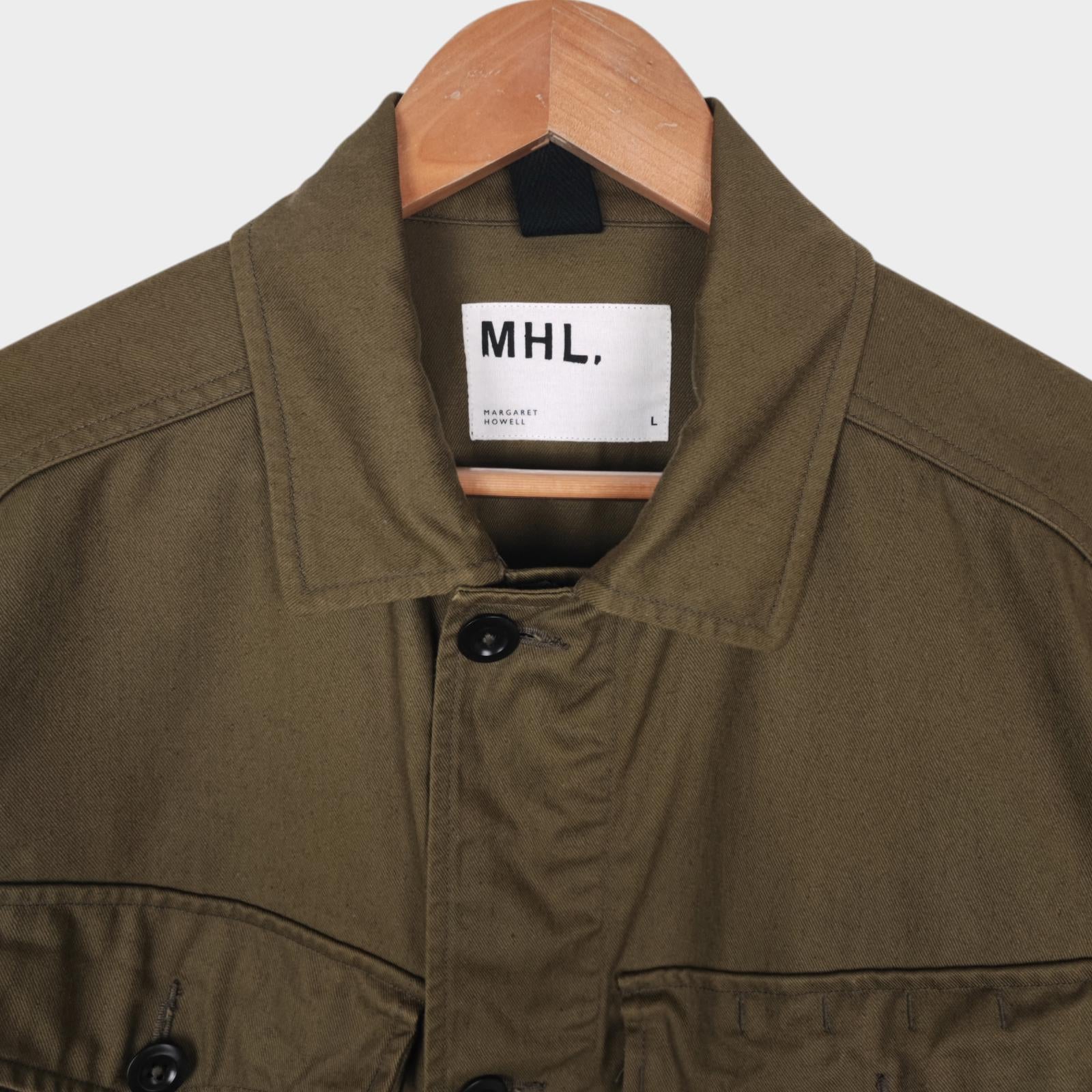 MHL MARGARET HOWELL Men's Khaki Cotton/Linen Blend Cropped Military Jacket