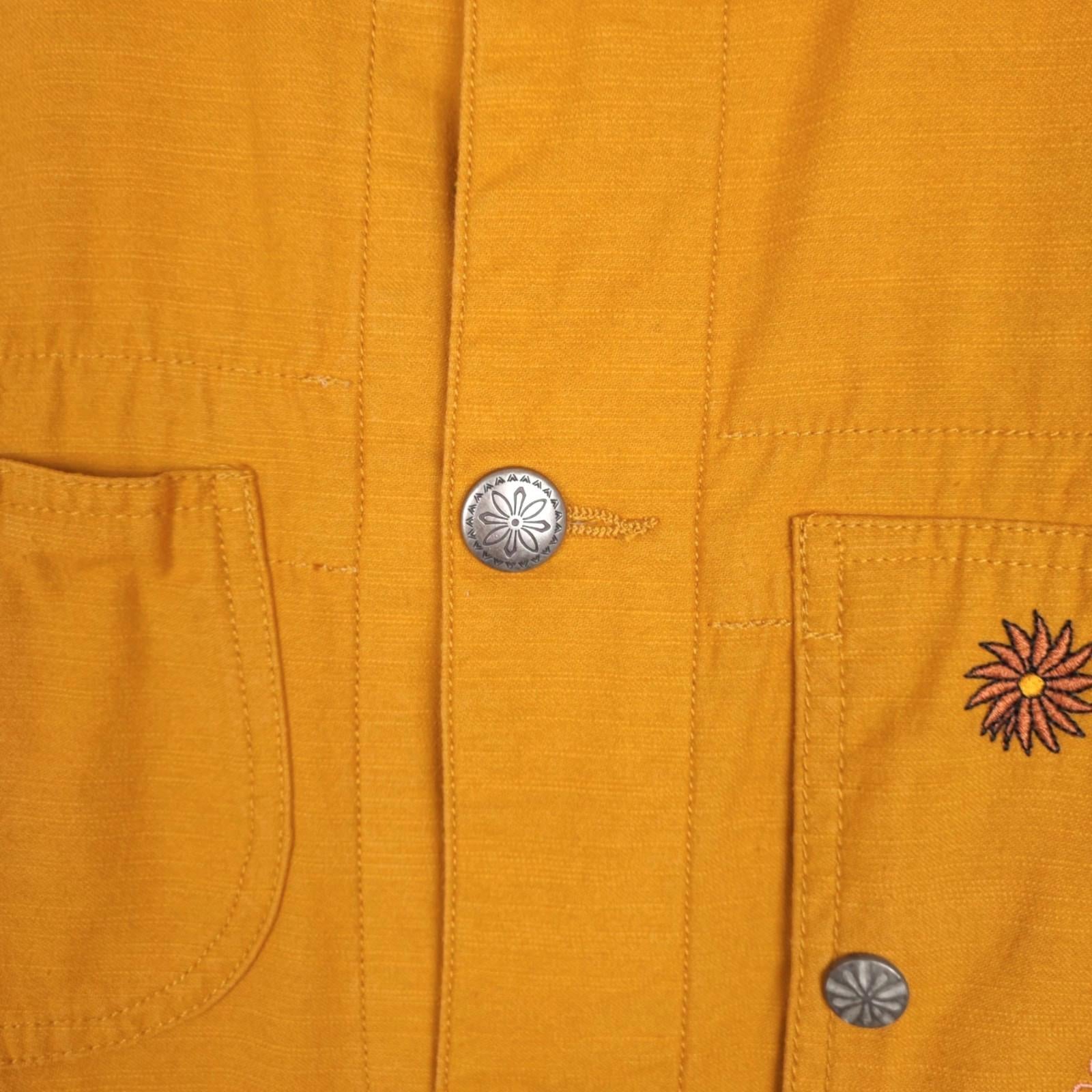 GO SLOW CARAVAN Men's Yellow Embroidered Chore Jacket
