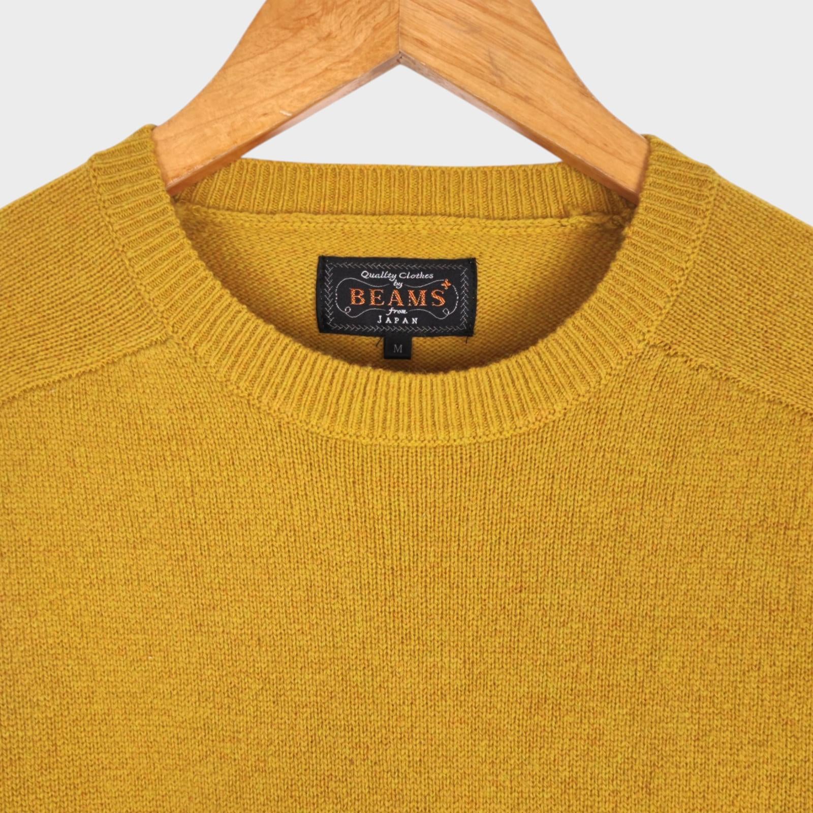 BEAMS PLUS Men's Yellow 100% Wool Jumper