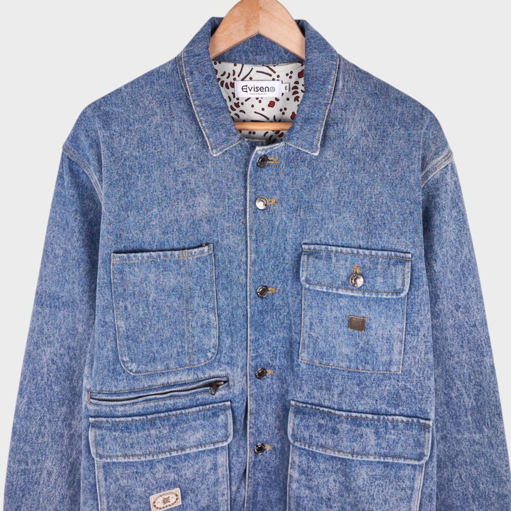 EVISEN SKATEBOARDS Men's Blue Shrimp Denim Chore Jacket