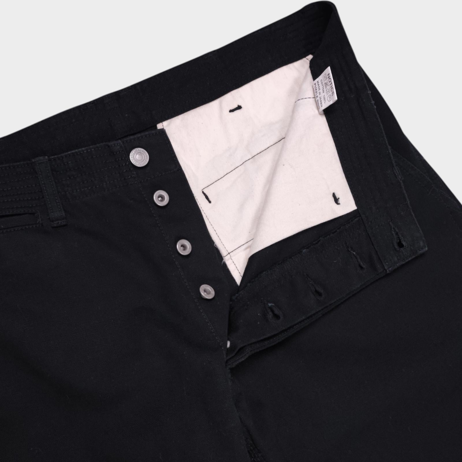 SASSAFRAS Men's Made in Japan Black Heavyweight Duck Canvas Cotton Trousers