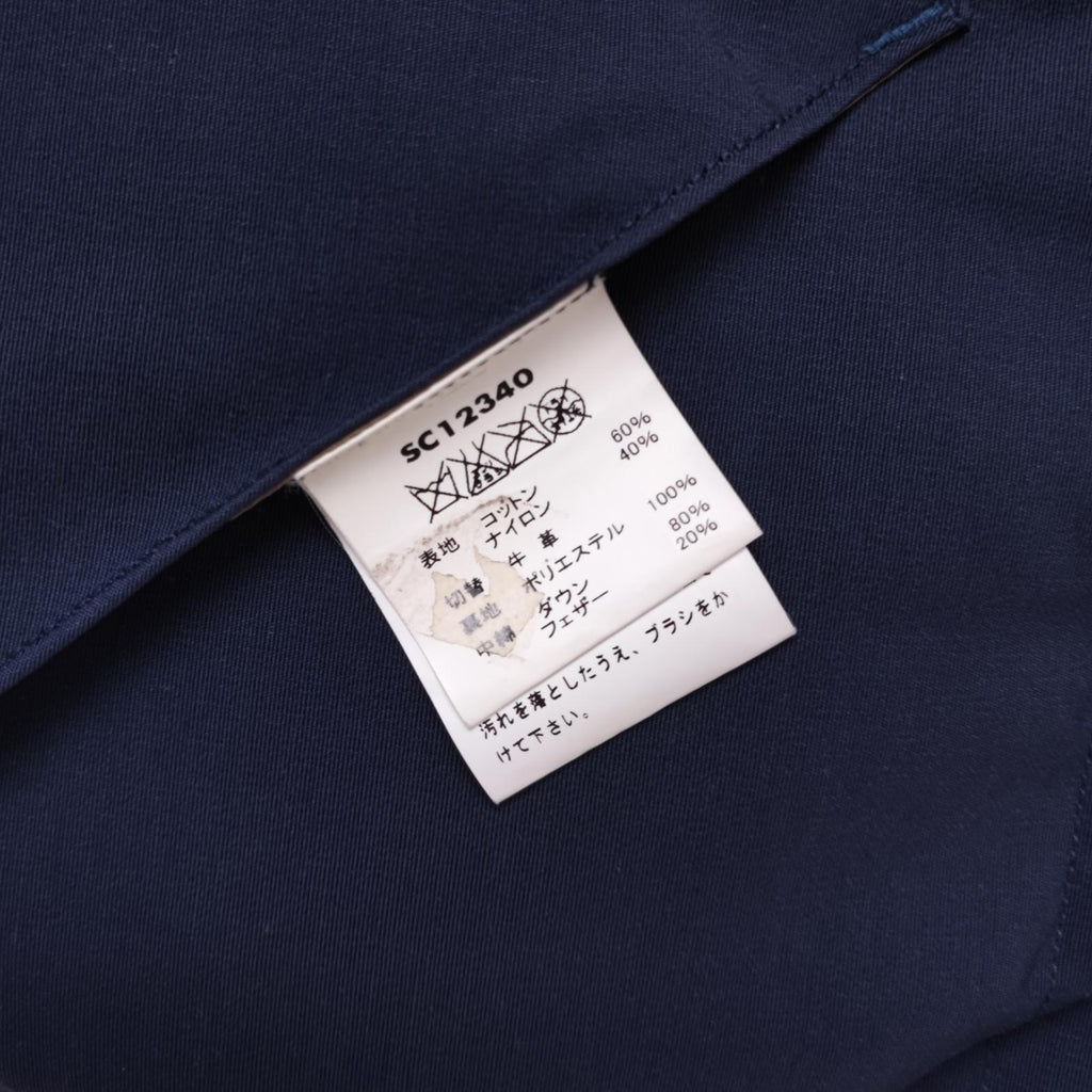 SUGAR CANE Men's Navy Cotton/Nylon Leather Yoke Down Vest Gilet