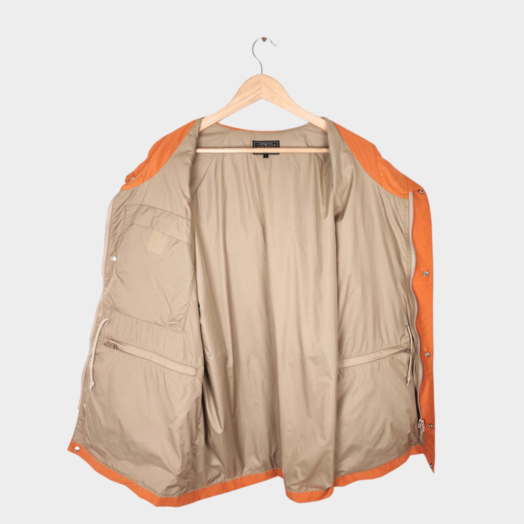 BEAMS PLUS Men's Orange 60/40 Cotton Blend Hooded Mountain Parka Jacket