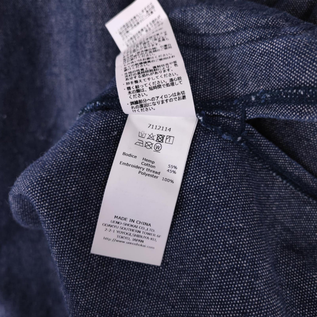 MANASTASH Men's Blue Hemp/Cotton Blend Heavyweight Denim Kimono Jacket