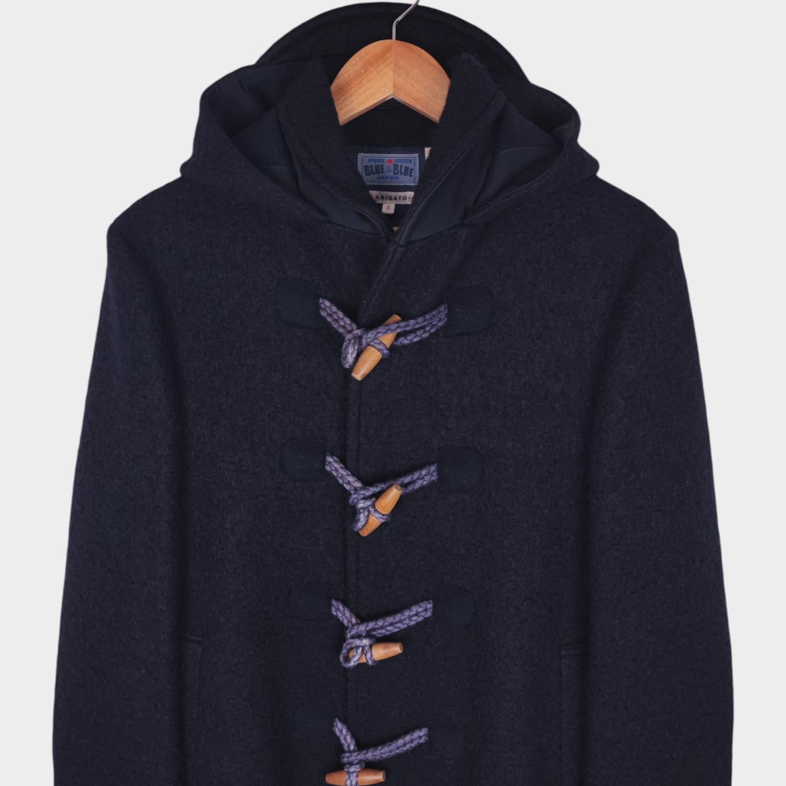 BLUE BLUE JAPAN Men's Made in Japan Dark Navy Heavyweight Wool Duffle Coat