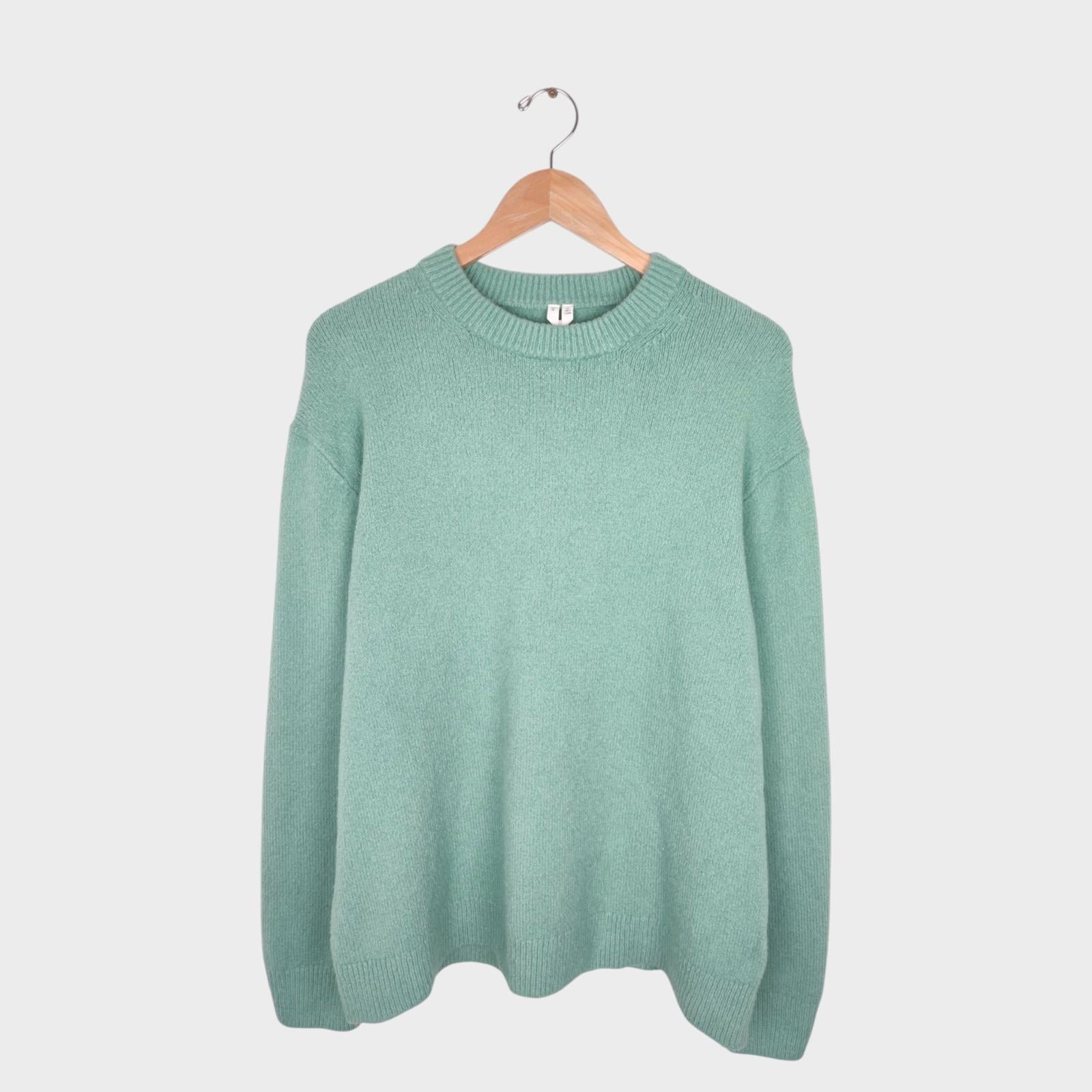 ARKET Men's Mint Green Cotton Blend Jumper