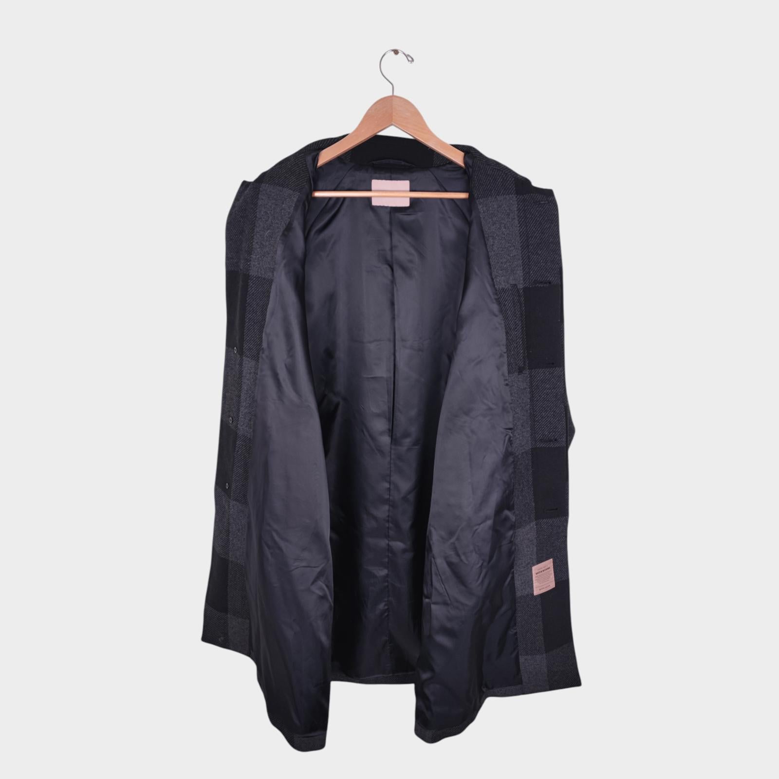 BEAMS LIGHTS Men's Grey Check Heavyweight Knitted Coat