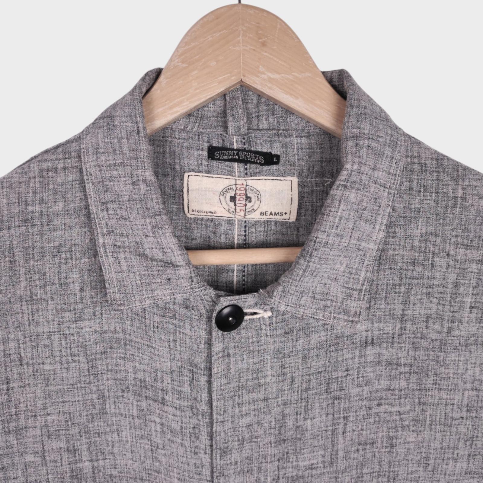 BEAMS PLUS x SUNNY SPORTS Men's Grey Made in Japan 100% Linen Shop Coat