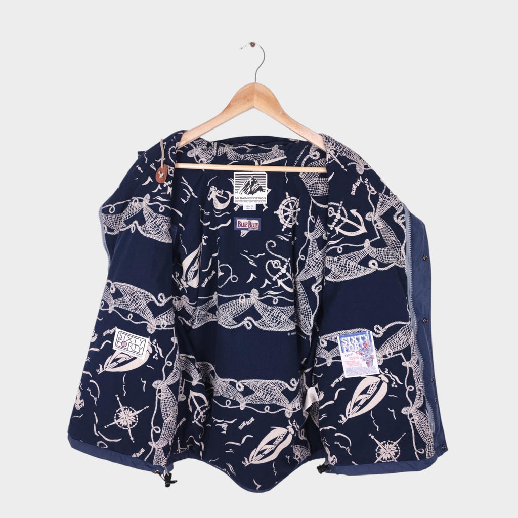 BLUE BLUE JAPAN x MT. RAINIER DESIGN Men's Blue 60/40 Cotton Nylon Mountain Parka Jacket