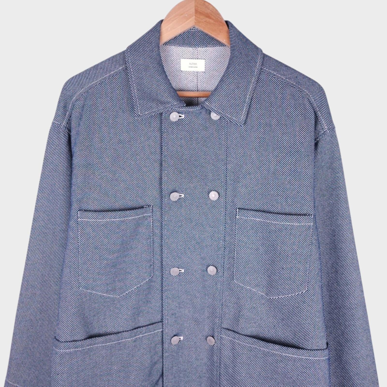 ALTIMA Men's Made in Japan Double Breasted Fine Stripe Chore Jacket