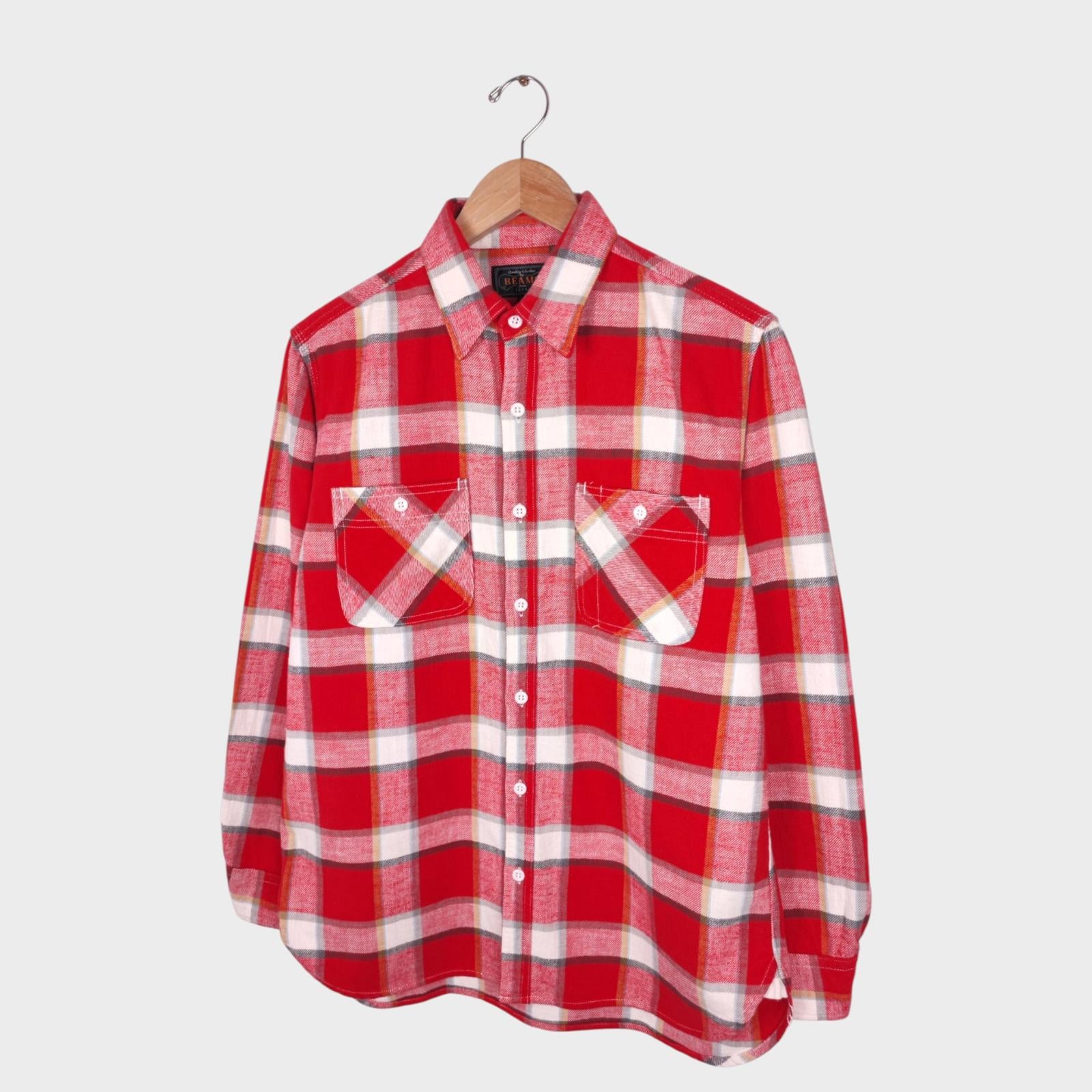 BEAMS PLUS Men's Made in Japan Checked Flannel Work Shirt