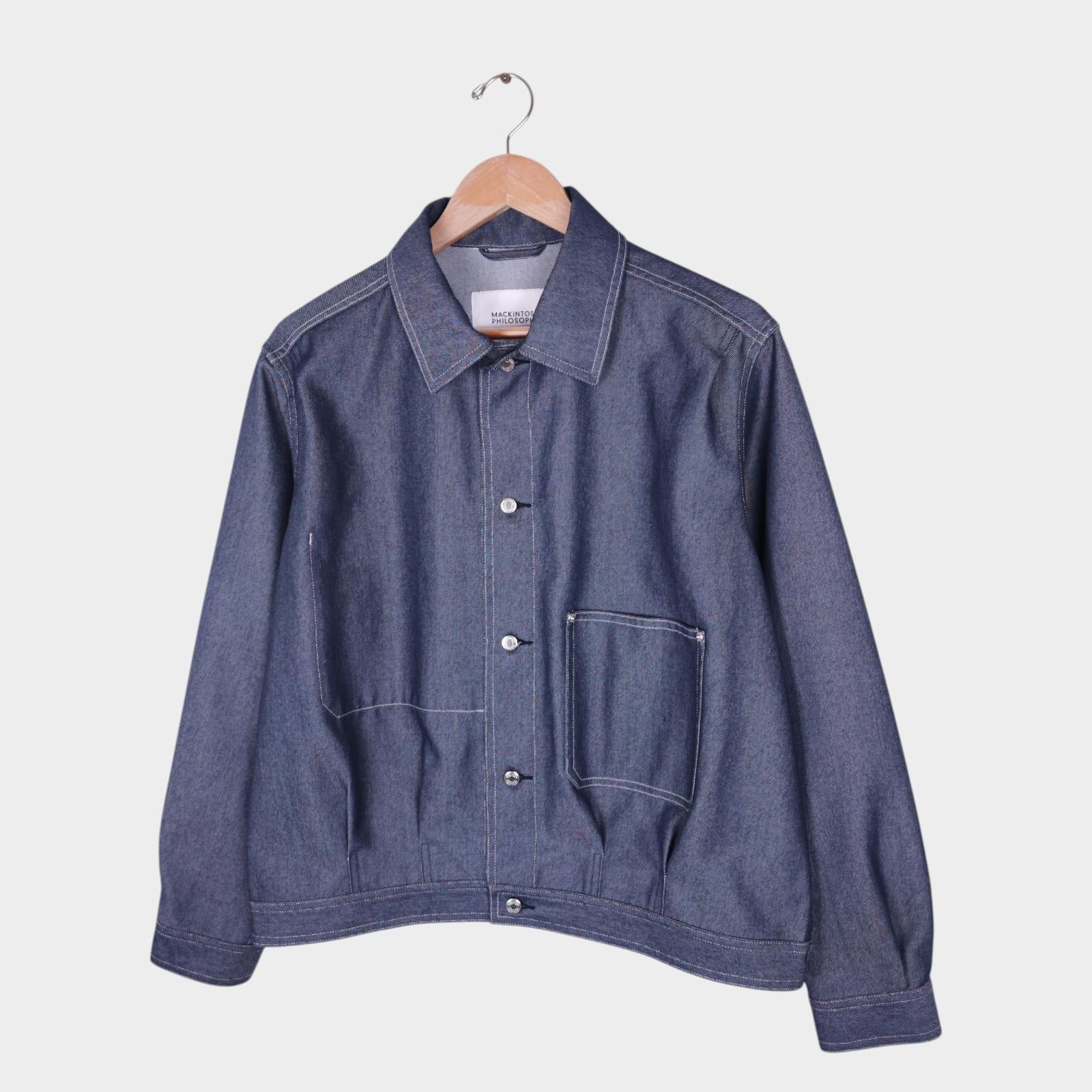 MACKINTOSH PHILOSOPHY Men's Blue Polyester Denim Cropped Jacket