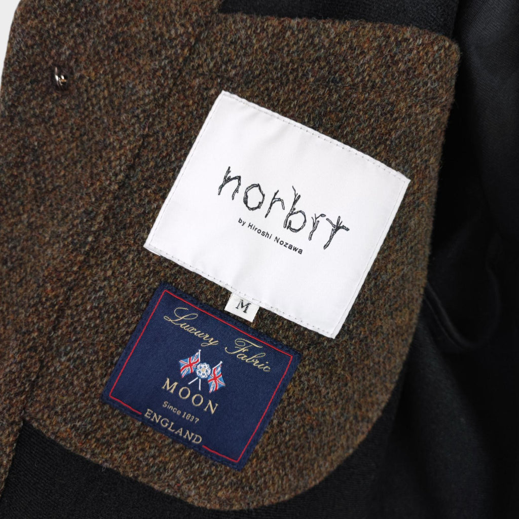 NORBIT BY HIROSHI NOZAWA Men's Khaki Green 100% Wool Tweed Hybrid Fielders Jacket