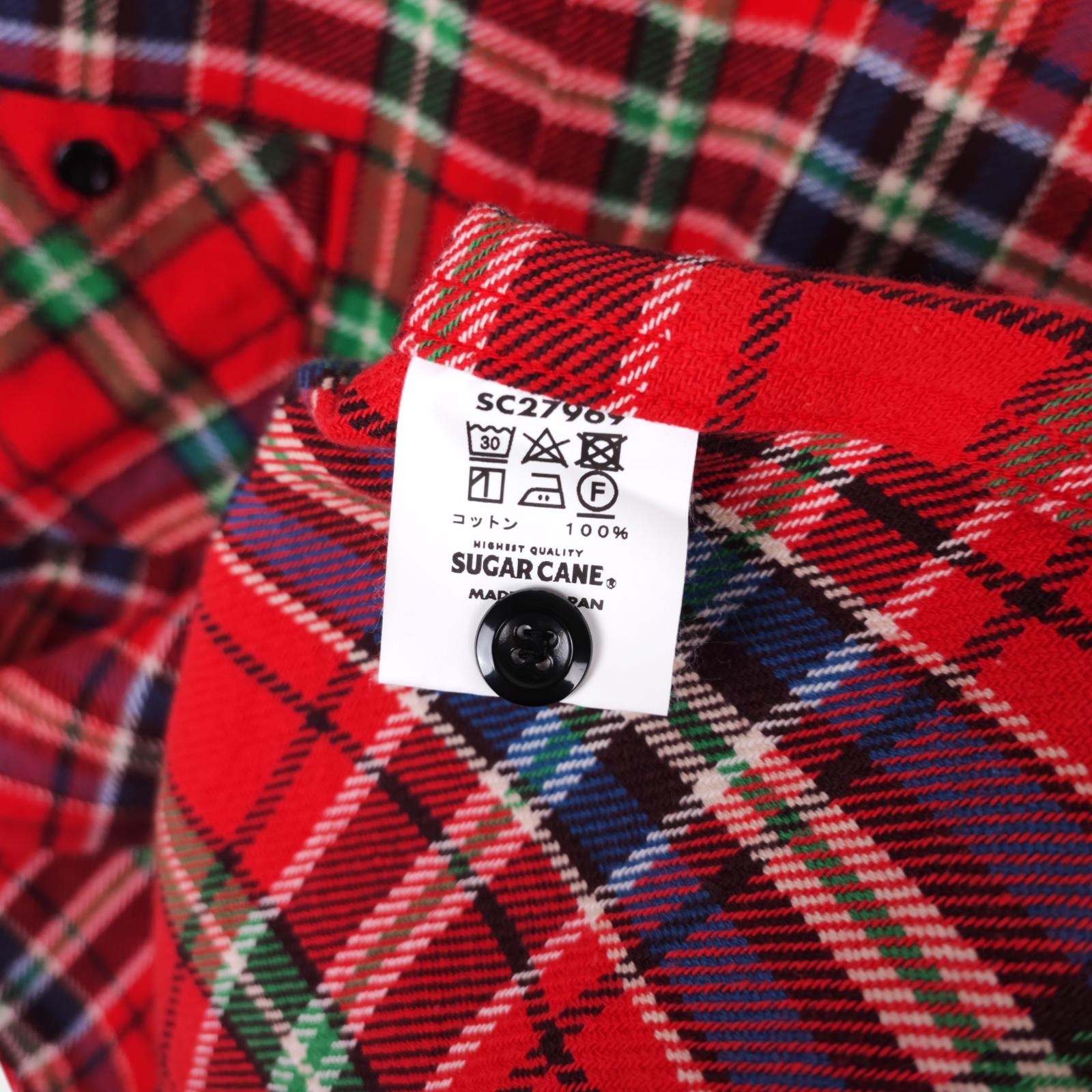 SUGAR CANE Men's Made in Japan Multicoloured Checked Flannel Work Shirt