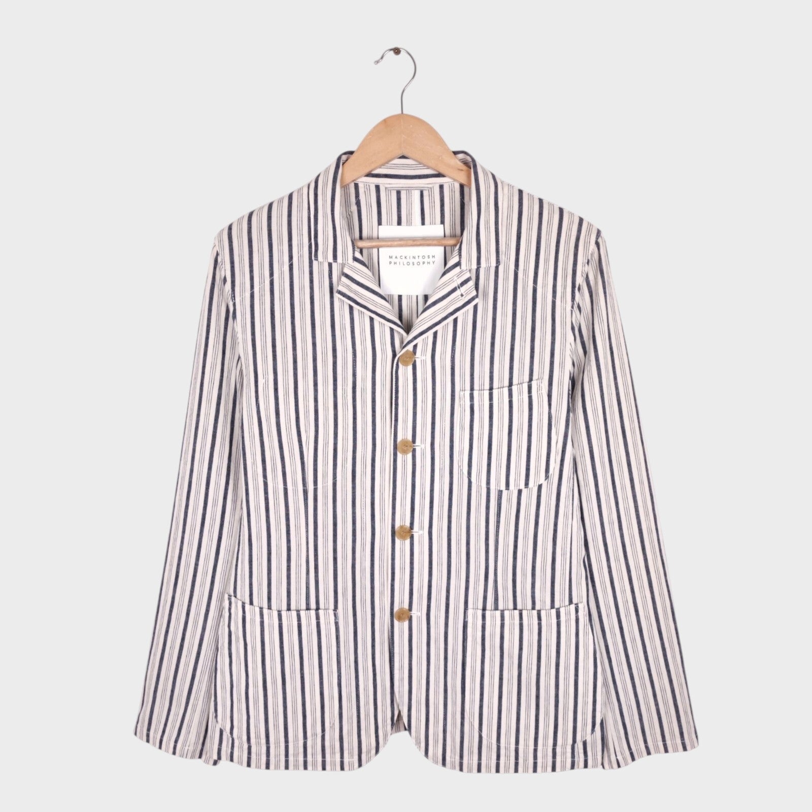 MACKINTOSH PHILOSOPHY Men's Striped Linen/Cotton Lightweight Chore Jacket