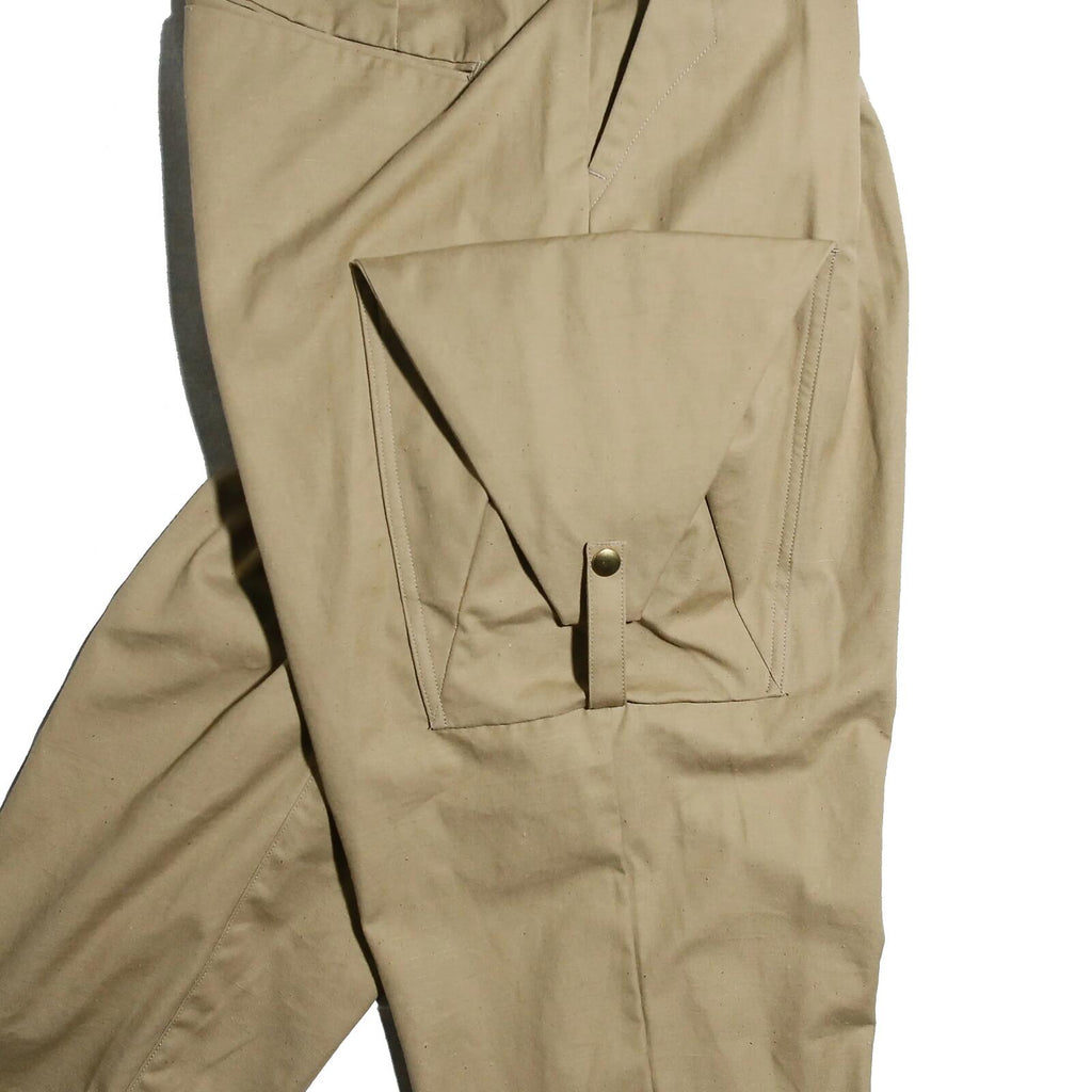 NORBIT BY HIROSHI NOZAWA Men's Beige Diamond Cargo Pocket Pleated Trousers