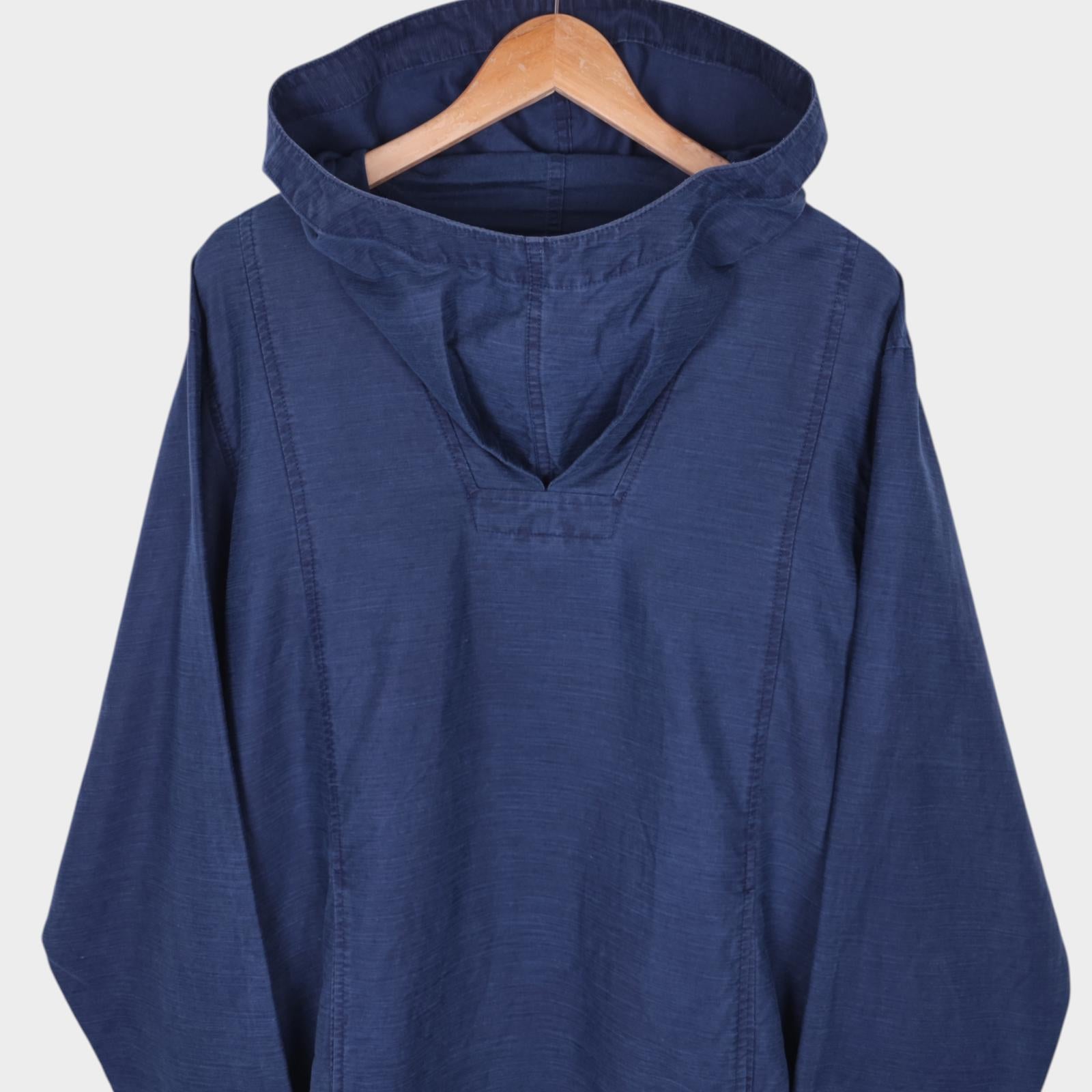 BLUE BLUE JAPAN Men's Made in Japan Indigo Blue Cotton Ramie Hooded Smock