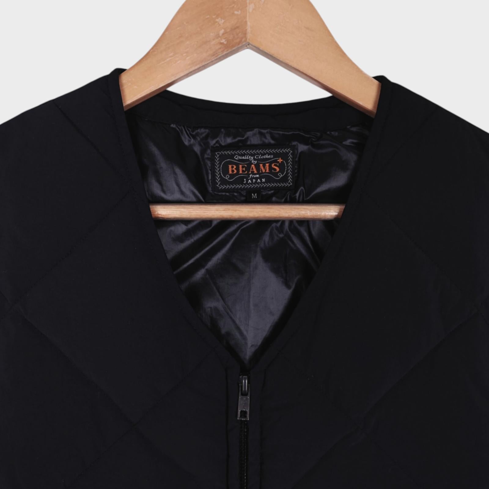 BEAMS PLUS Men's Black Lightweight Quilted Primaloft Gilet