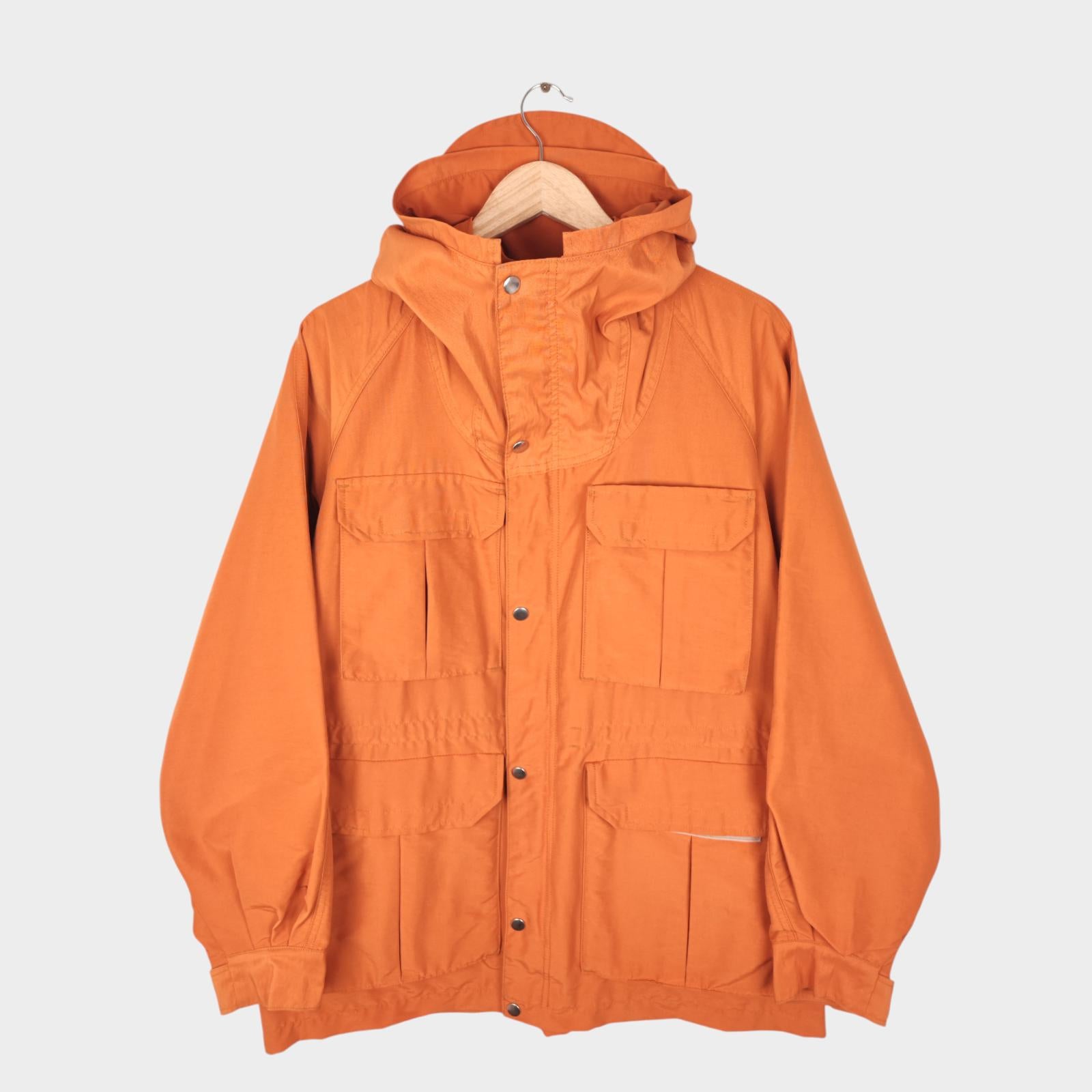 BEAMS PLUS Men's Orange 60/40 Cotton Blend Hooded Mountain Parka Jacket