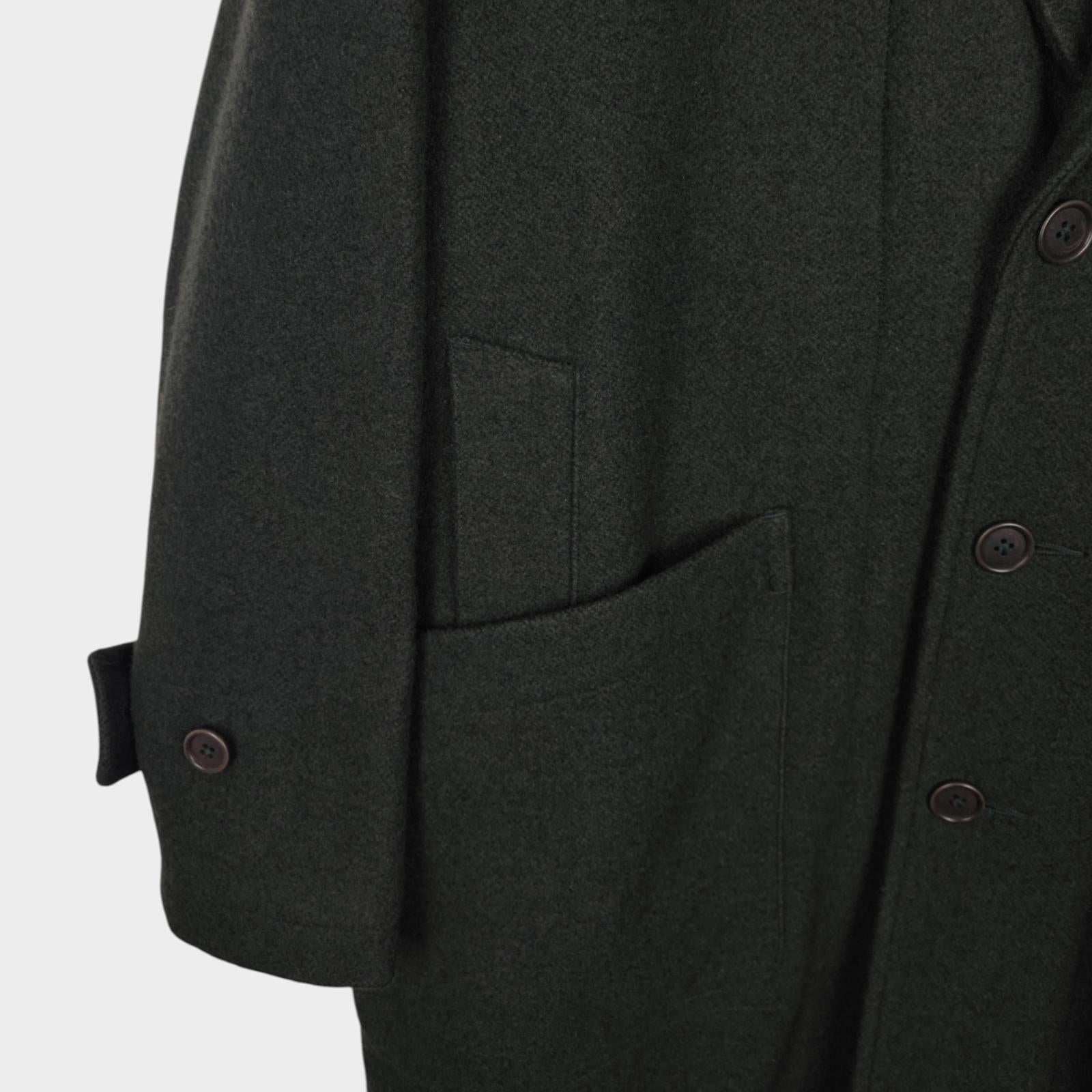 MHL MARGARET HOWELL Men's Dark Green Heavyweight 100% Melton Wool Coat
