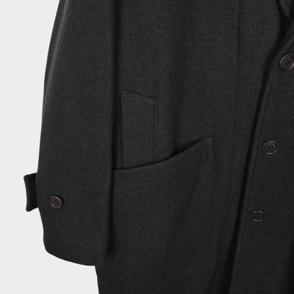MHL MARGARET HOWELL Men's Dark Green Heavyweight 100% Melton Wool Coat
