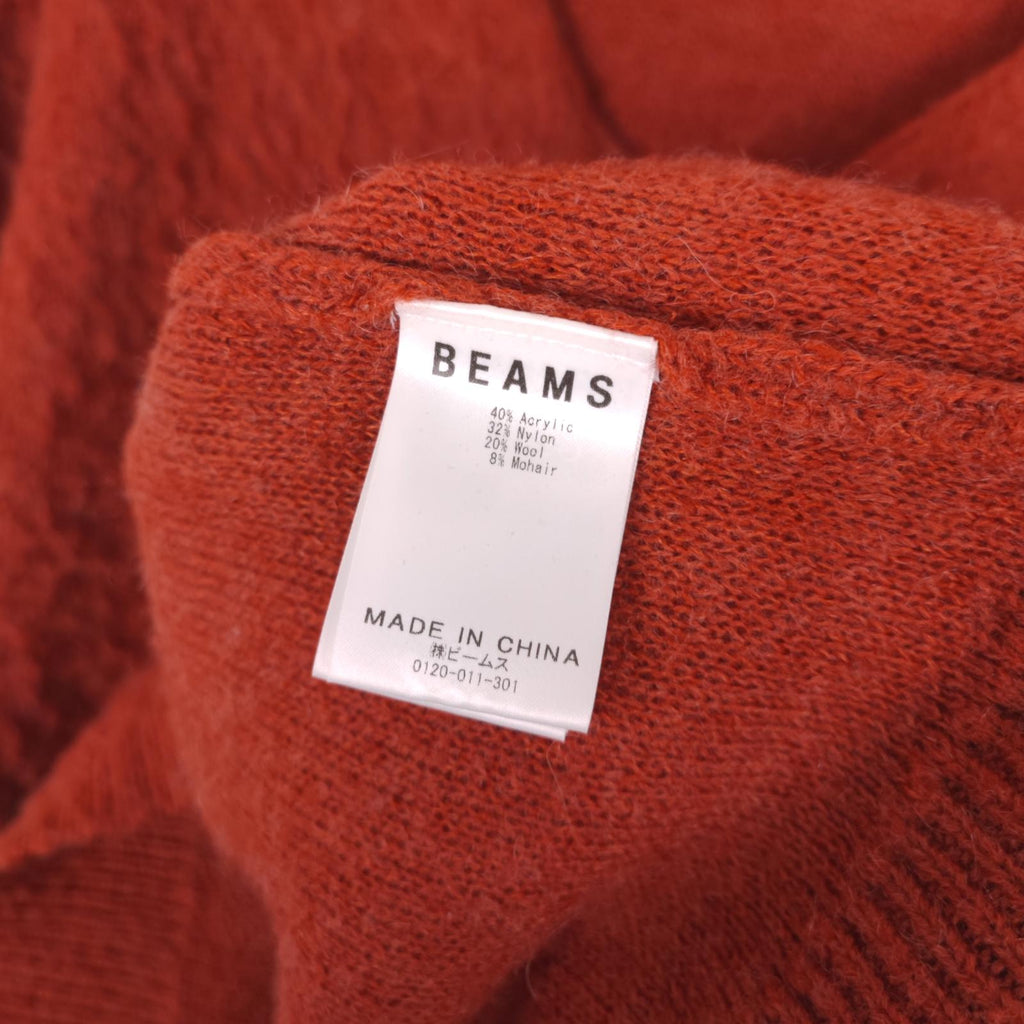 BEAMS Men's Orange Mohair Blend Shaggy Grunge Cardigan
