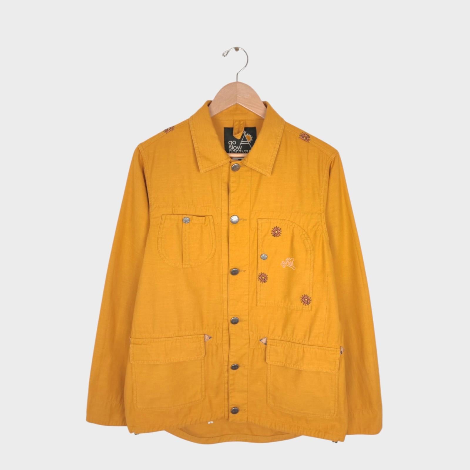 GO SLOW CARAVAN Men's Yellow Embroidered Chore Jacket