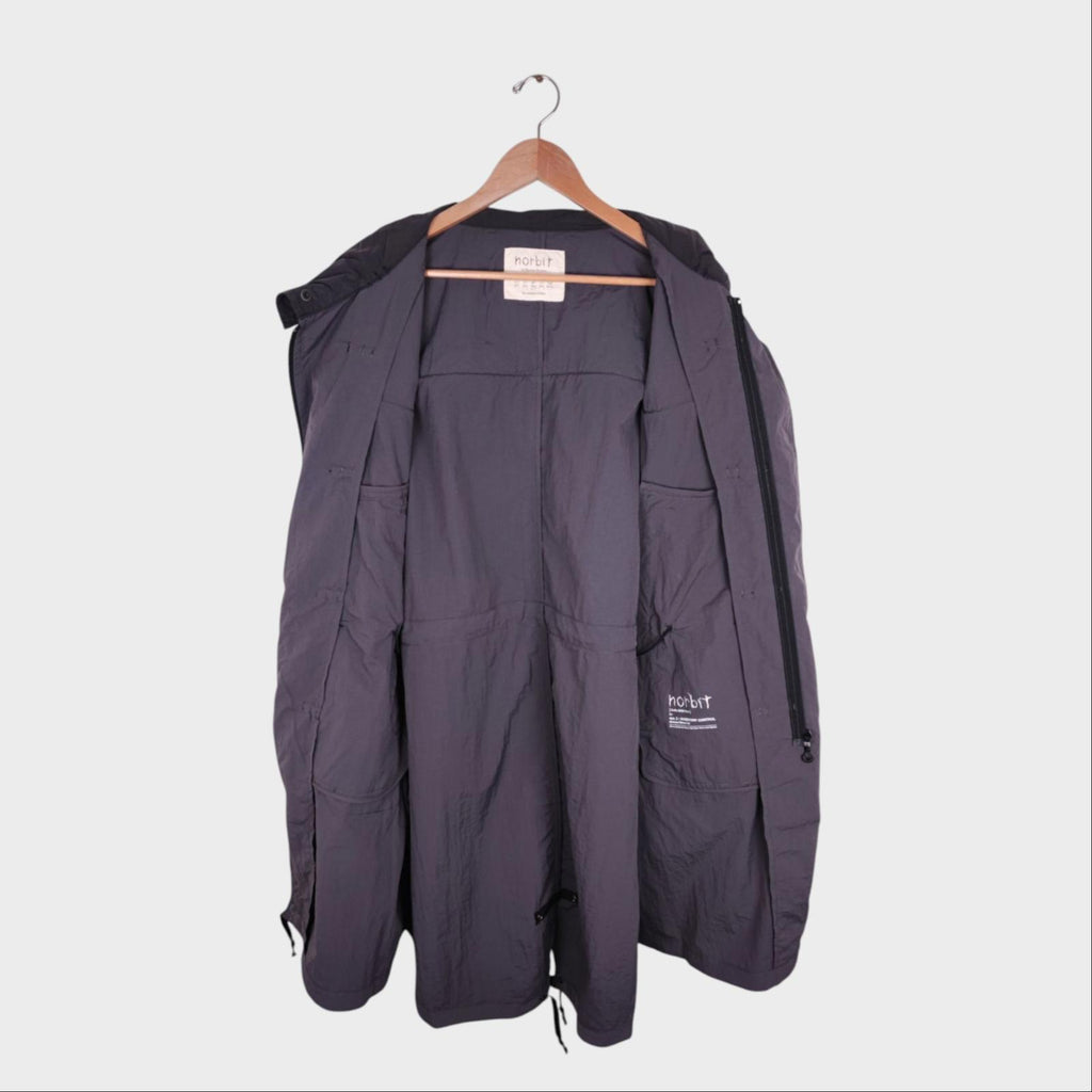 NORBIT BY HIROSHI NOZAWA Men's Grey Water Repellent Nylon Duffle Mod Coat Jacket