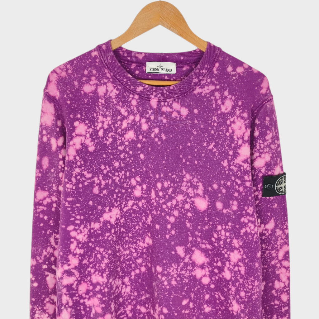 STONE ISLAND Men's Purple Custom Acid Dye Compass Badge Sweatshirt