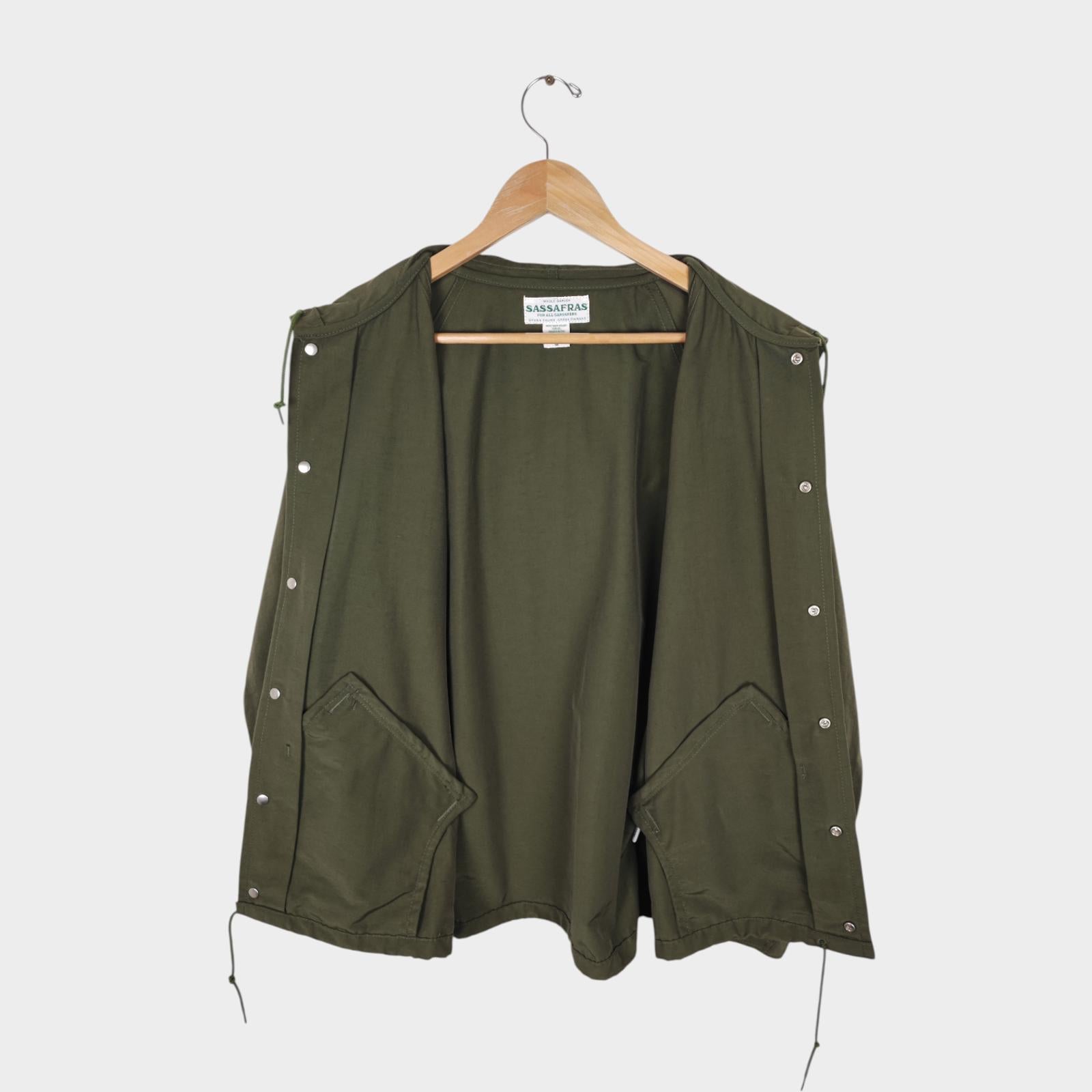 SASSAFRAS Men's Made in Japan Green 60/40 Cotton Nylon Bud Breaker Jacket