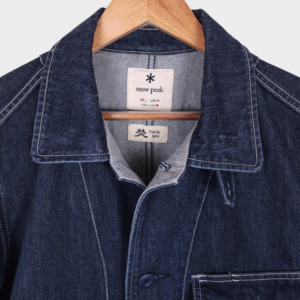 SNOW PEAK Men's Blue Made in Japan Heavyweight Denim Takibi Spec Chore Jacket
