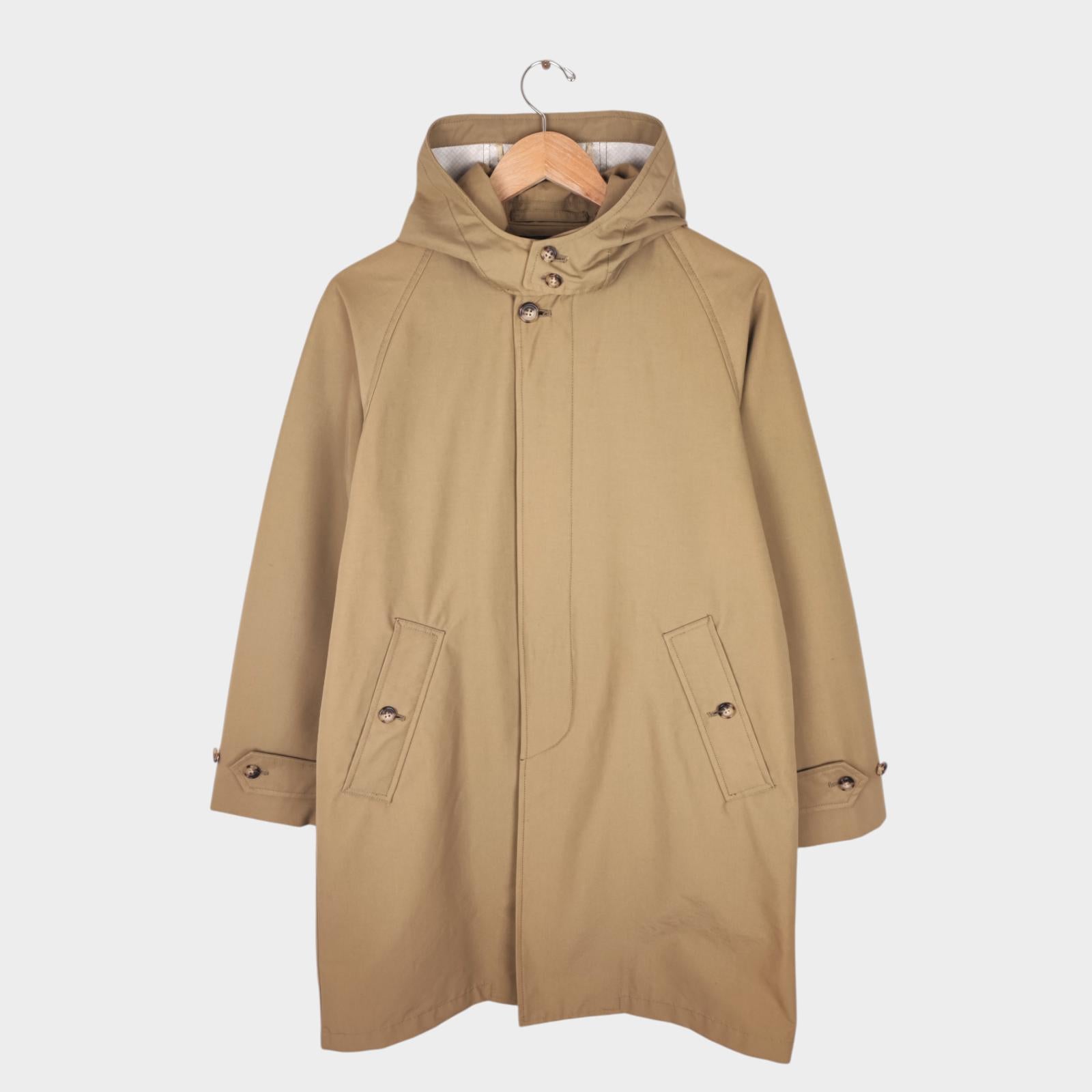 BEAMS PLUS Men's Beige 60/40 Cotton Nylon Hooded Parka Jacket