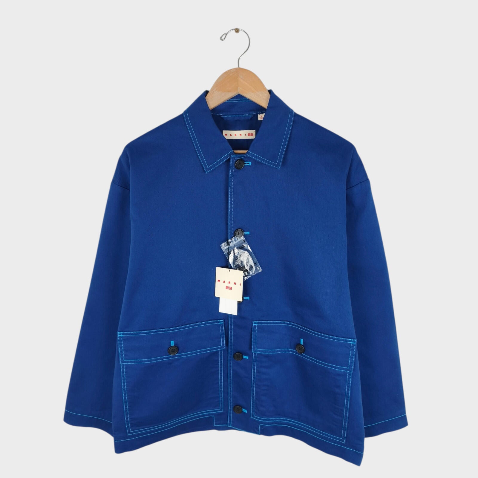 MARNI x UNIQLO Men's Blue Cotton Twill Utility Chore Jacket