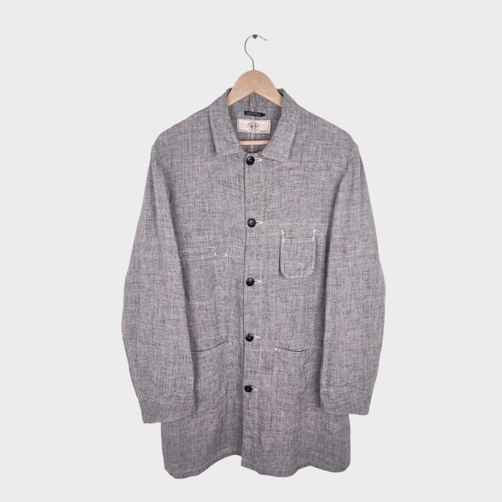 BEAMS PLUS x SUNNY SPORTS Men's Grey Made in Japan 100% Linen Shop Coat