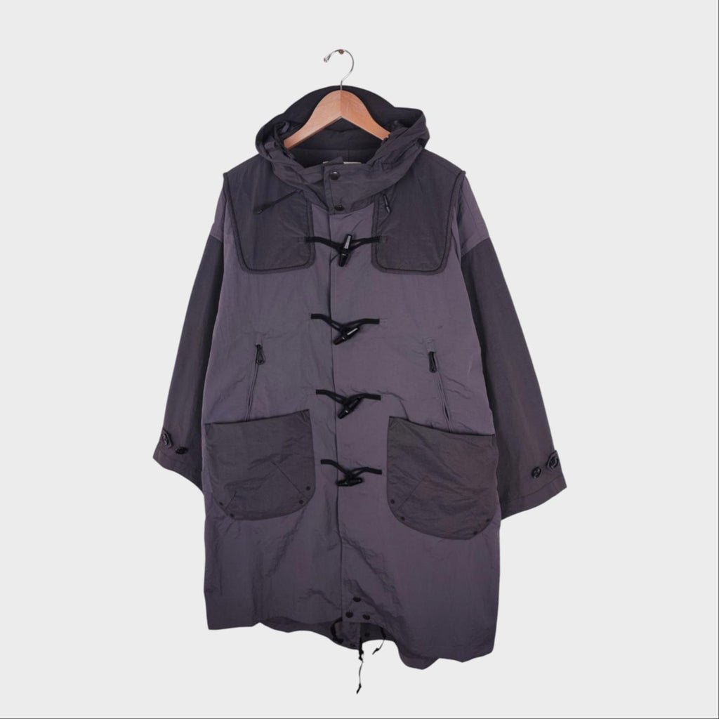 NORBIT BY HIROSHI NOZAWA Men's Grey Water Repellent Nylon Duffle Mod Coat Jacket