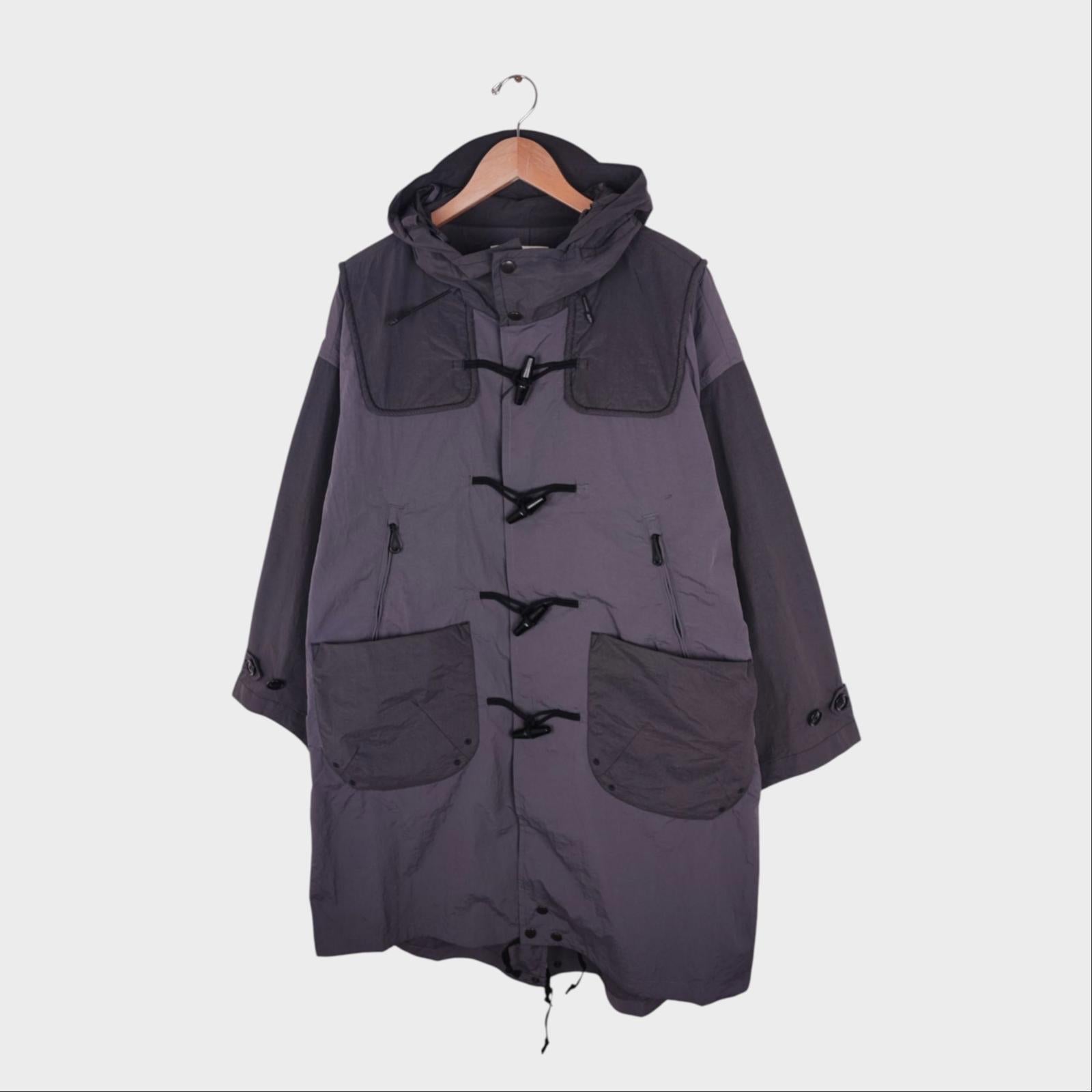 NORBIT BY HIROSHI NOZAWA Men's Grey Water Repellent Nylon Duffle Mod Coat Jacket