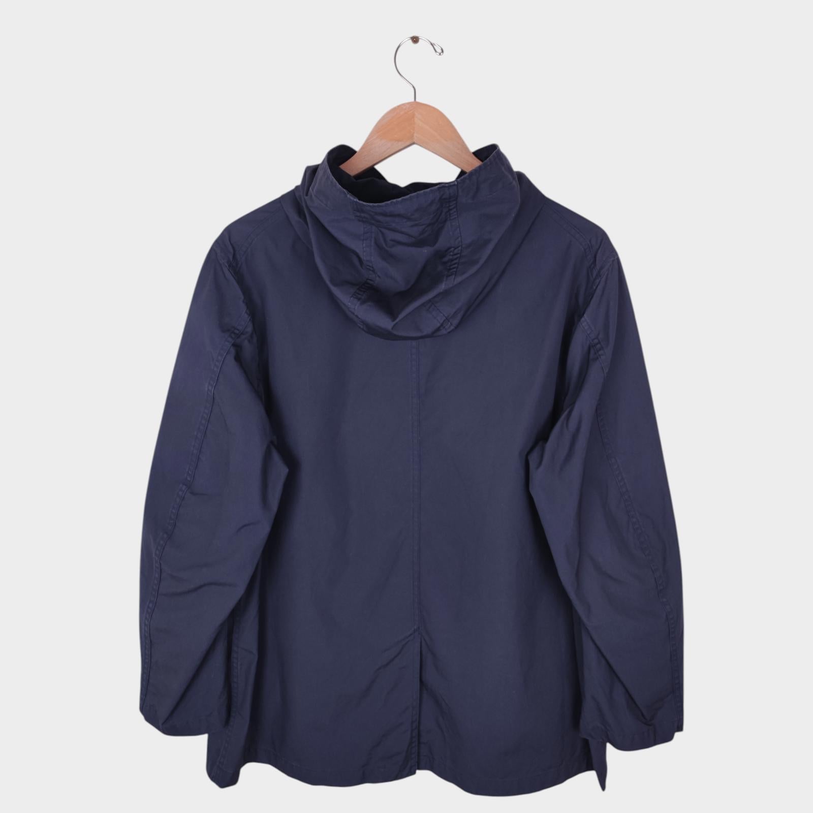 DANTON Men's Blue Made in Japan Cotton Poplin Hooded Jacket