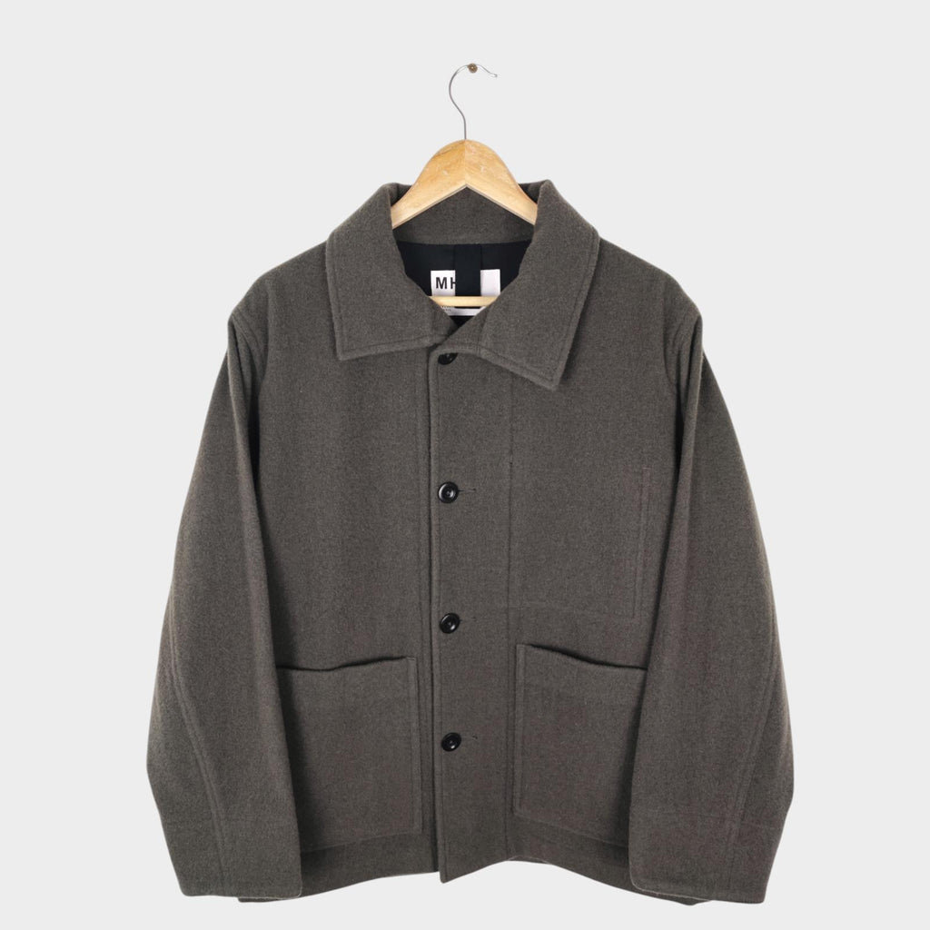 MHL MARGARET HOWELL Men's Pale Khaki Green 100% Wool Chore Coat Jacket