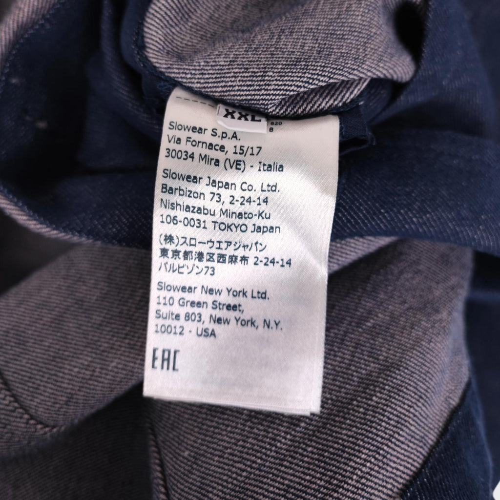 MONTEDORO Men's Blue Made in Italy Cotton/Linen Denim Chore Jacket