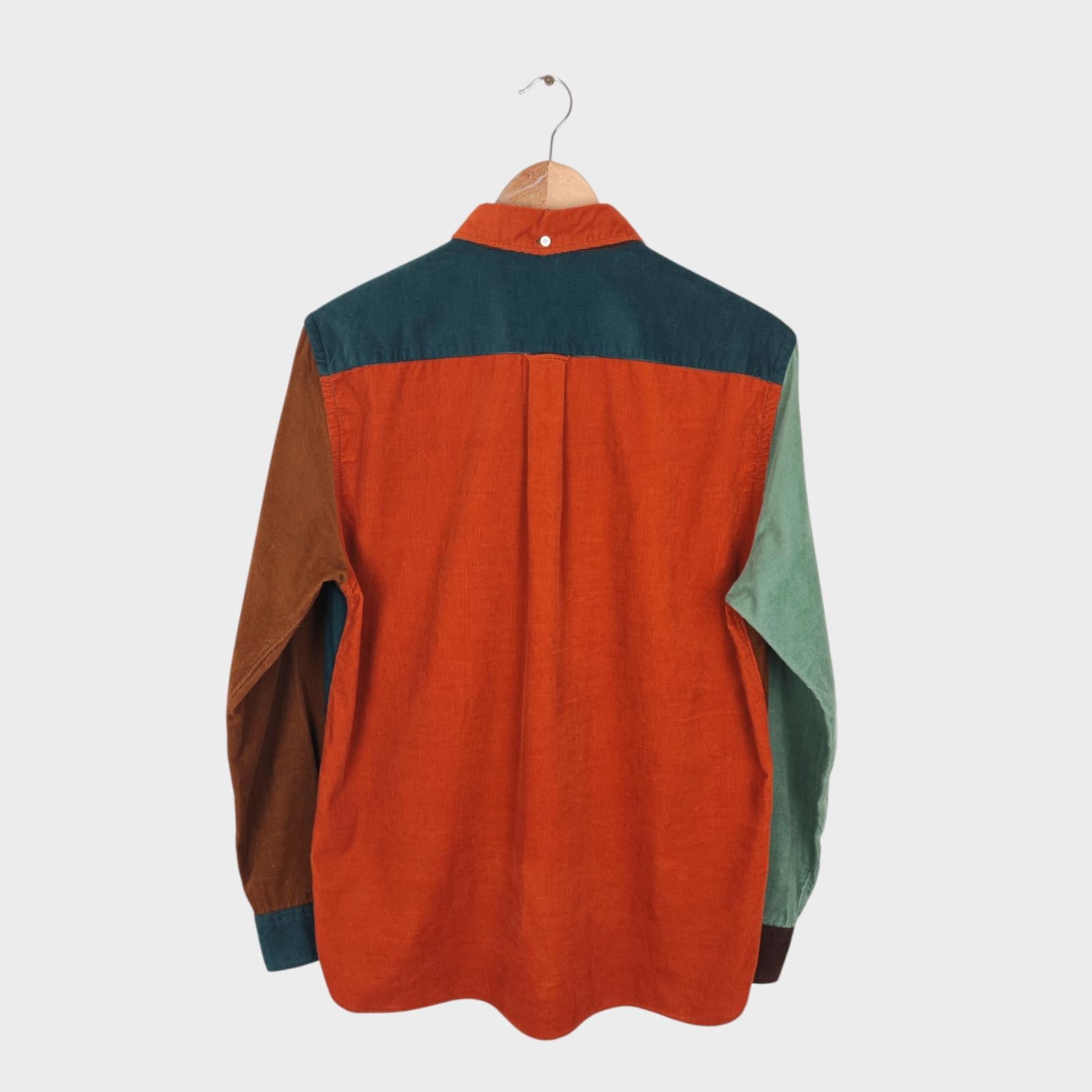 BEAMS PLUS Men's Made in Japan Multicoloured Colourblock Fine Corduroy Shirt