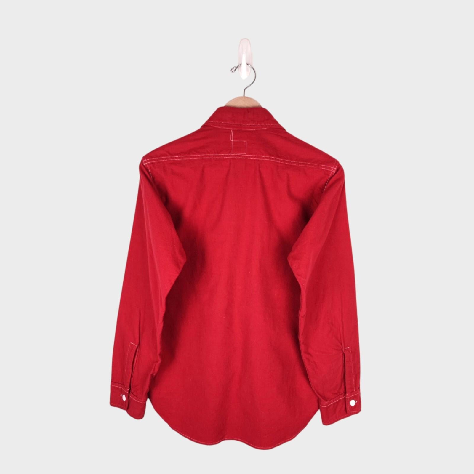 POST OVERALLS Men's Red Brushed Flannel Work Shirt