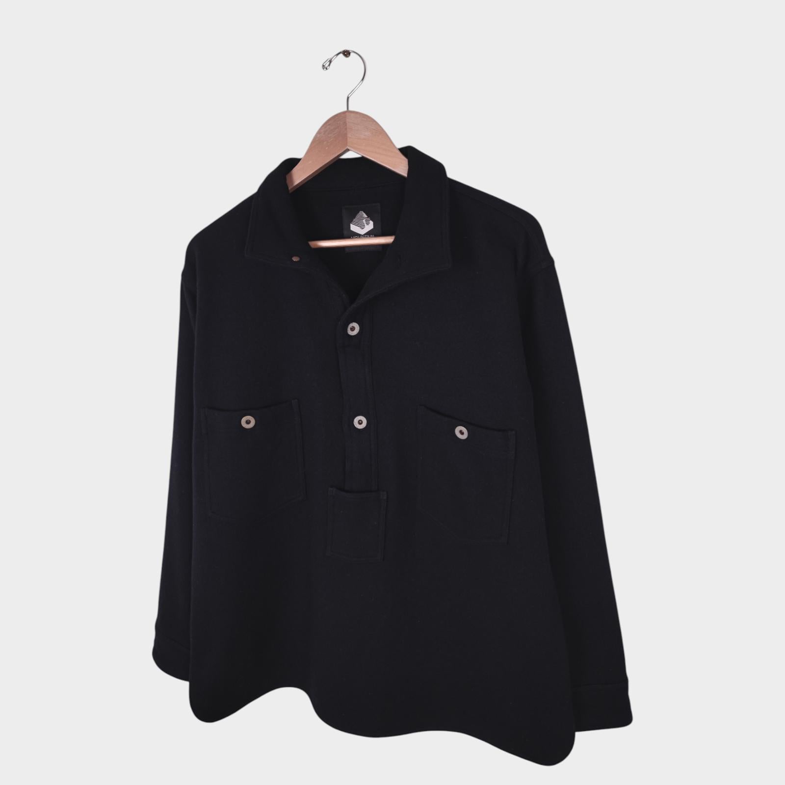 MOUNTAIN RESEARCH Men's Black Made in Japan Wool Blend Pullover Timber Overshirt