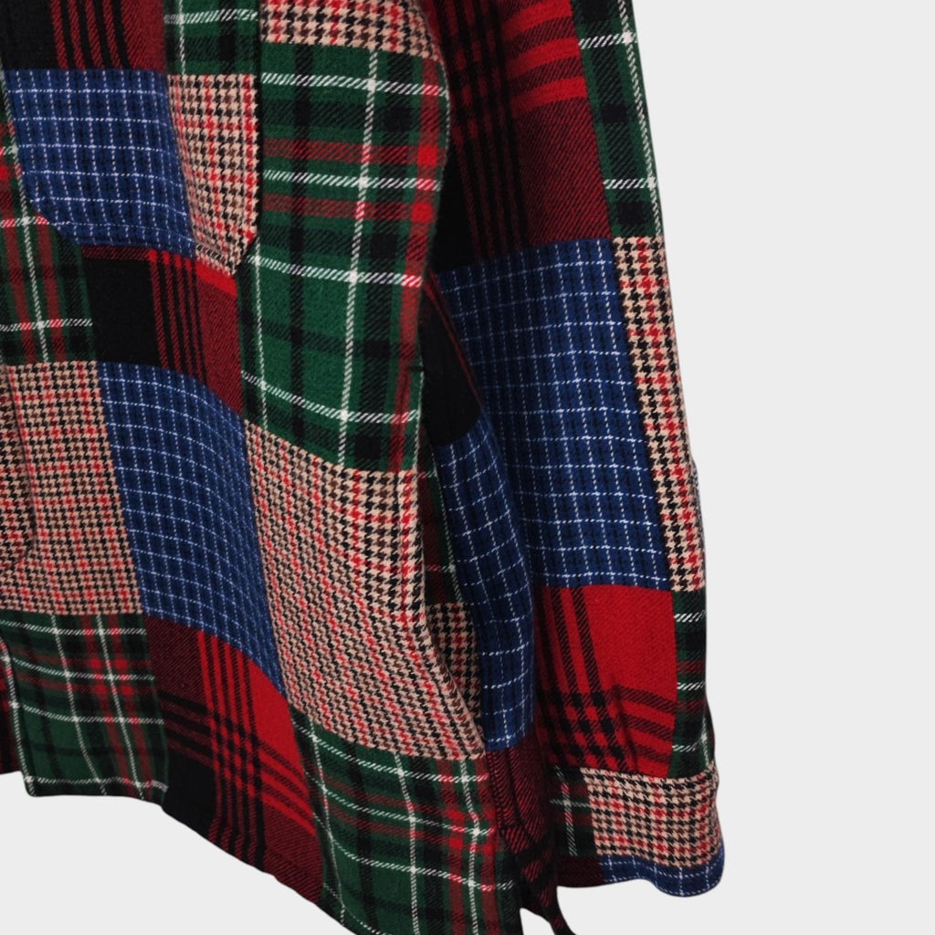 BEAMS PLUS Men's Multicoloured Patchwork Cotton Wool Blend MIL Coat Jacket