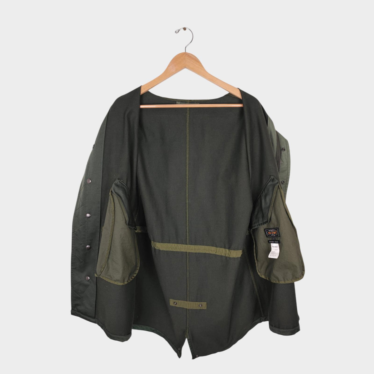 BEAMS PLUS Men's Green 80/20 Cotton Nylon Hooded Mod Parka Jacket