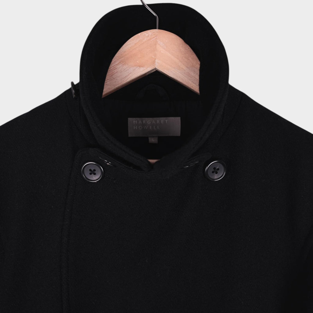 MARGARET HOWELL Men's Black Double Breasted 100% Wool Coat