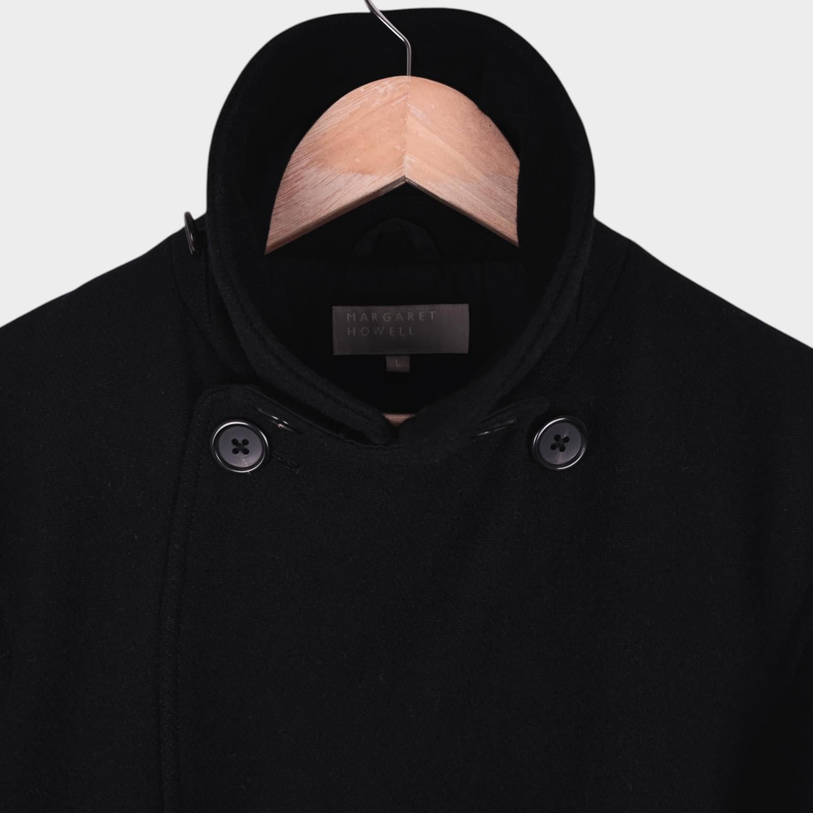 MARGARET HOWELL Men's Black Double Breasted 100% Wool Coat