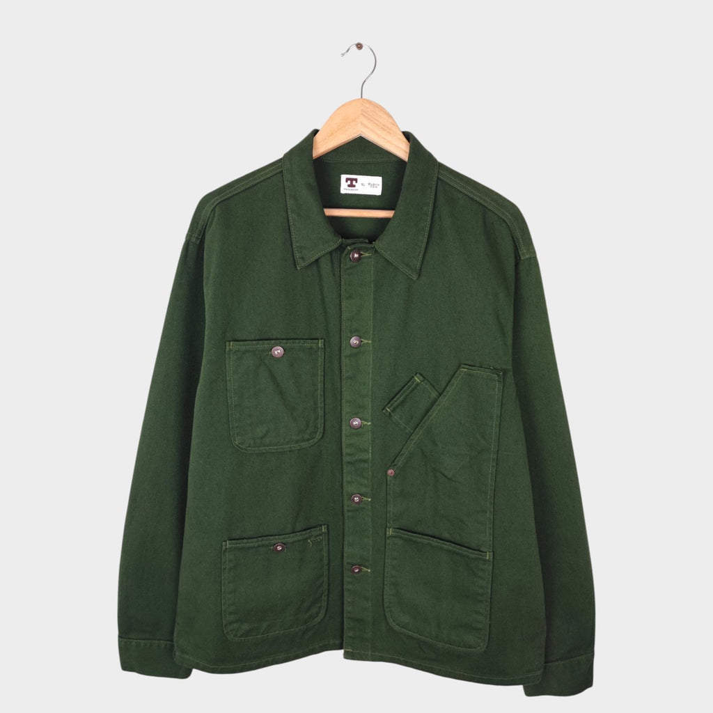 TELLASON Men's Green Made in USA Bull Denim Chore Jacket